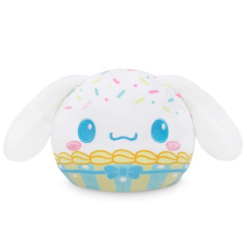 Teeturtle Hello Kitty and Friends Cinnamoroll Reversible 4" Cupcake Scented Plushie - Cute Kawaii Soft Sanrio Stuffed Animal - Smells Like Cake!