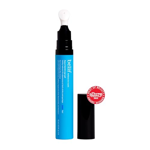 belif Aqua Bomb Cooling Eye Gel - Caffeine & Hyaluronic Acid for Puffiness & Hydration, Niacinamide & Vitamin C for Dark Circles, Adenosine & Collagen for Plumping & Firming, Korean Skin Care