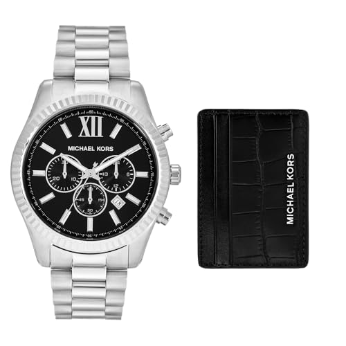 (-36%) Michael Kors Lexington Watch for Men, 44mm Quartz Chronograph Movement with Stainless Steel Strap