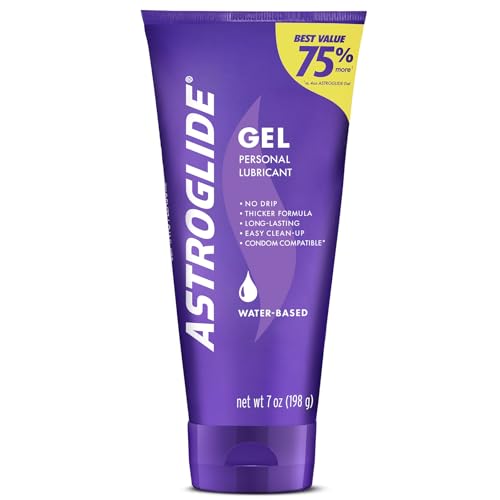 Astroglide Water Based Lube (7oz), Ultra Gentle Gel Personal Lubricant for Vaginal and Anal Sex, Stays Put with No Drip, Sex Lube, Safe for Toys