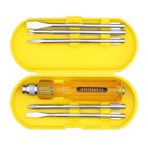 STANLEY STHT60572-8B 5 Pcs Screwdriver Set With 2 Phillips & 2 Flat Tips, 1 Square Poker- Multi-Purpose Tool Screwdriver Set, Ideal for Home, DIY & Pr