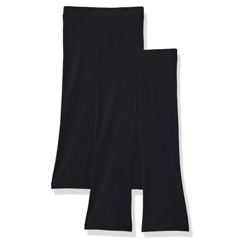 Amazon Essentials Toddler Girls' Slim-Fit Knit Flare Legging, Pack of 2, Black/Black, 3T