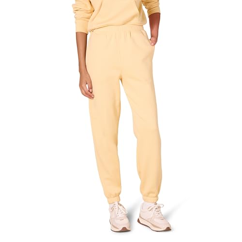 Amazon Essentials Women's Relaxed High Waist Joggers (Available in Plus Size), Warm Yellow, Small