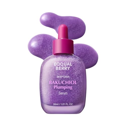 EQQUALBERRY Bakuchiol Plumping Face Serum - Retinol Natural Alternative for Sensitive Skin, with Niacinamide & Hyaluronic Acid, Pore & Wrinkle Korean Skin Care (1.01oz / 30ml)