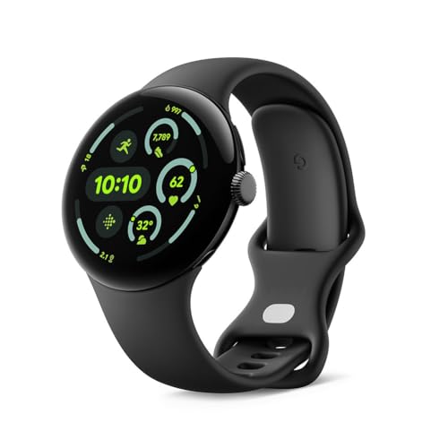 Google Pixel Watch 3 (45mm) 2024 Model - Android Smartwatch, Heart Rate Tracking, Fitbit Advanced Running, Fitness Insights, 24-Hour Battery - Matte Black Aluminum Case - Obsidian Band - Wi-Fi