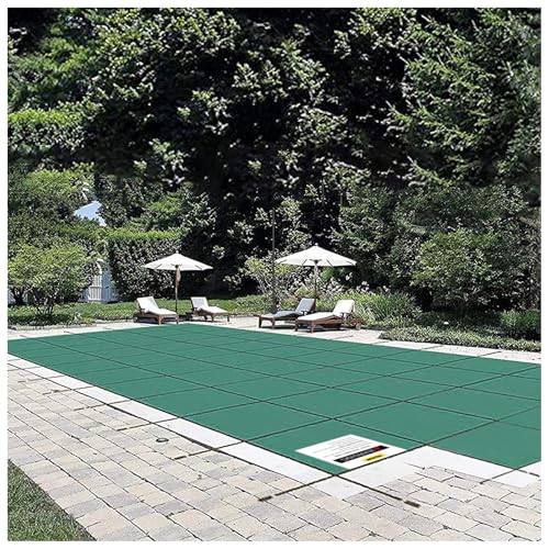 VEVOR Inground Pool Safety Cover 18' x 36' Rectangle with 4x8ft Center End Step, Safety Pool Covers Green Mesh, Triple Stitched, MAX Strength Winter Safety Cover for Children & Pets