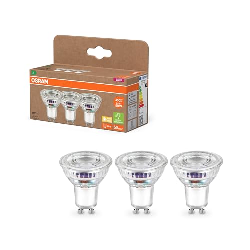 (-36%) Osram Energy Class LED-Reflektor-Lampe PAR16 mit 2.5 W, 450 lm, warmweiß (2700 K) aus klarem bleifreiem Glas mit GU10 Sockel in der Energieeffizienzklasse A, 50 mm Durchmesser, IP20.