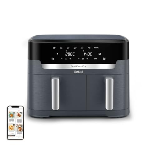 (-48%) Tefal Dual Easy Fry XXL Heißluftfritteuse 11 L – Airfryer mit 2 Kammern (Doppelkammer), 7 Programme, 2700 W, digitales Display, Extra-Crisp Technologie, fettarm frittieren, energiesparend EY942B