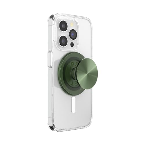 PopSockets Phone Grip for MagSafe with Kickstand, Magnetic Stand, Swappable Top, Secure Hold for iPhone MagSafe Cases, Phone & Tablet Grip - Alum Radial Olive
