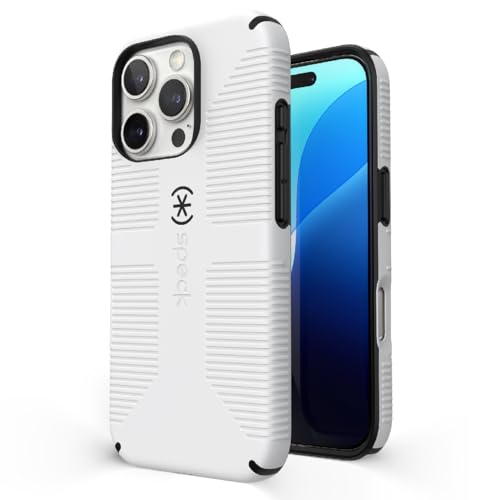 Speck CandyShell Grip Case - iPhone 16 Pro Slim MagSafe - White/Black
