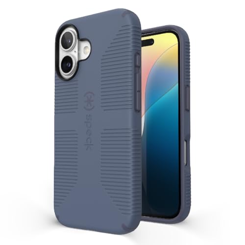 Speck CandyShell Grip iPhone 16 Case - Slim MagSafe - Mystery Blue/Faded Denim