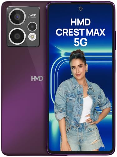 HMD Crest Max 5G | Segment 1st 50 MP Front Cam | Triple Rear AI Cam with 64 MP Primary Sony Sensor | FHD+ OLED Display | 8 GB RAM & 256 GB Storage | *