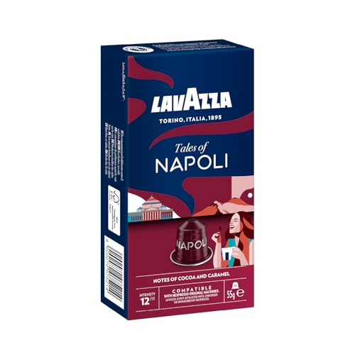 (-30%) Lavazza, Tales of Napoli, 10 Kaffeekapseln kompatibel mit Nespresso-Maschinen Original, mit Noten von Kakao und Karamell, Arabica und Robusta, Intensität 12/13, Dunkle Röstung, 1 Pack