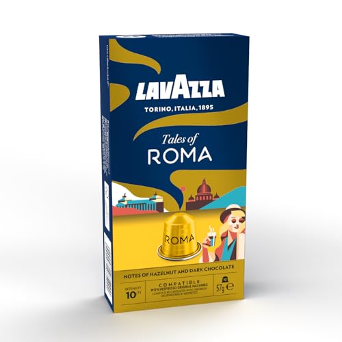 🔥 STARKER PREIS (-30%) Lavazza, Tales of Roma, 10 Nespresso Original maschinenkompatible Kaffeekapseln, mit Noten von Haselnuss und dunkler Schokolade, Arabica und Robusta, Intensität 10/13, mittlere Röstung, 1 Pack