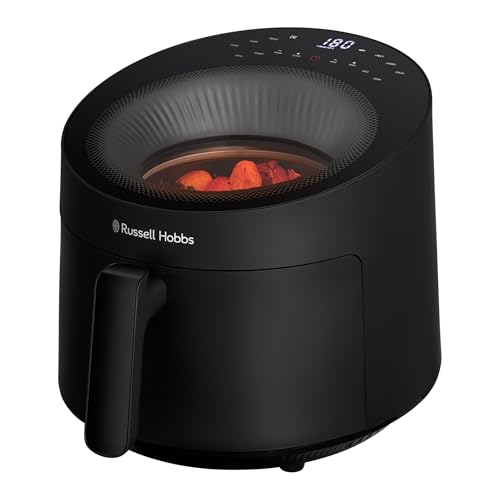 🔥 STARKER PREIS (-42%) Russell Hobbs Heißluftfritteuse 5L [10 Programme|mit Sichtfenster] AirFryer (Fritteuse ohne Öl, Frittieren, Grillen, Braten, Backen, max 200°C, spülmaschinenfest, Schwarz) SatisFry Panoramic 27420-56