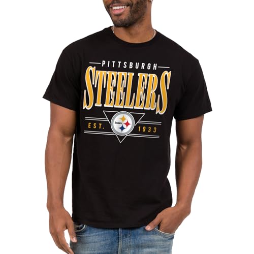 Pittsburgh Steelers NFL Established Retro - Adult Short Sleeve Fan T-Shirt for Men & Women Black