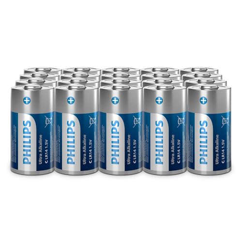 (-22%) Philips Ultra C Alkali-Batterien, LR14 - Für Taschenlampen und Spielzeug, 20 Stück