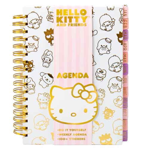 Horizon Group USA Hello Kitty and Friends Agenda, 70 Pages, Hardcover Planner, Kuromi Stickers, Sanrio Stuff, Cute School Supplies, Stationery and Accessories