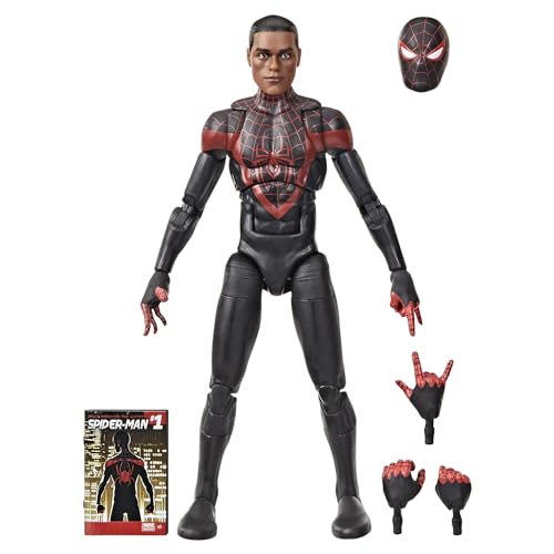 Marvel Legends Series Ultimate Miles Morales, Spider-Man Comics-Inspired Collectible 6-Inch Scale Action Figure with Character-Sized Comic Accessory