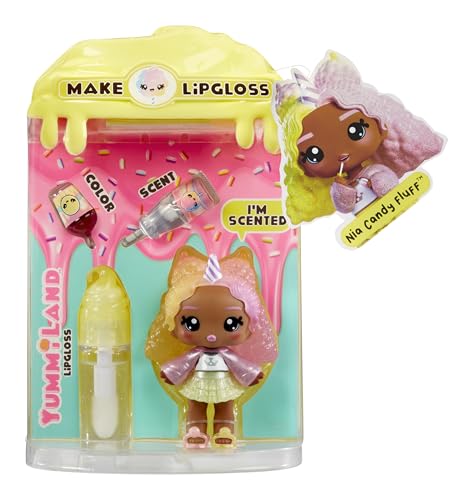 🔥 STARKER PREIS (-35%) Yummiland Lip Gloss Doll - Nia Candy Fluff - Inklusive DIY Lipgloss-Set, Geeignet für Kinder ab 4 Jahren