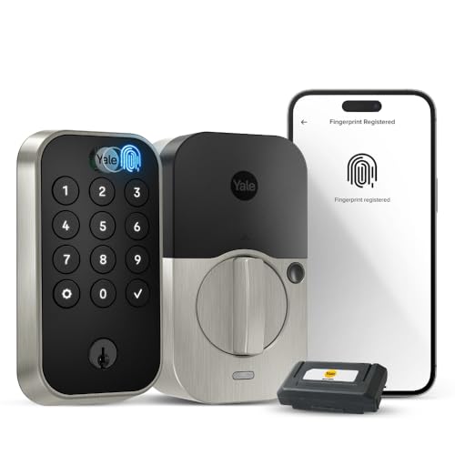 Yale Security Assure Lock 2 Touch Deadbolt, Satin Nickel Keyed Smart Entry Door Lock with Wi-Fi Connected Keypad and Fingerprint Scanner for Code Entry and Remote Access, YRD410-F-WF1-619