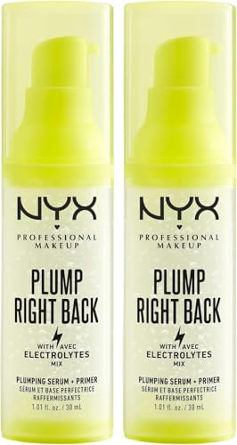 NYX Professional Makeup Plump Right Back Primer and Serum, With Electrolytes, Vegan Formula, Pack of 2 x 30ml
