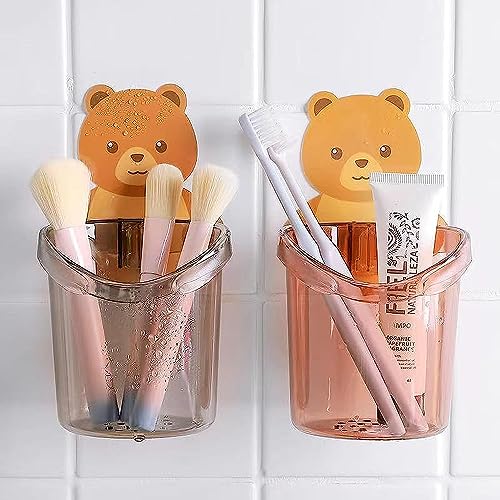 Xmart India Toothbrush Holders for Bathroom Waterproof Self Adhesive Wall Mount for All Types Tooth Brush, Toothpaste, Face-Cream, Lotion,Comb Teddy B