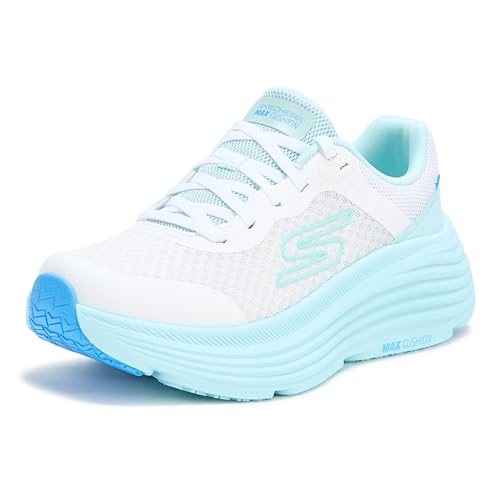 Skechers Women's Max Cushioning Endeavour Canova Sneaker, White/Light Blue, 6.5
