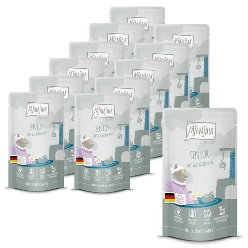 (-30%) MjAMjAM - Premium Nassfutter für Katzen - Quetschie - Senior - saftiges Hühnchen, 12er Pack (12x125g), getreidefrei