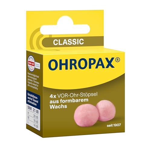 🔥 STARKER PREIS (-38%) OHROPAX Classic 4er Set - Wachs Ohrstöpsel als Lärmschutz & Gehörschutz