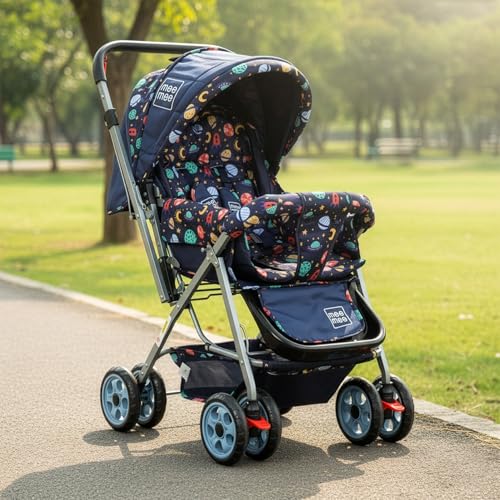Mee Mee Little Explorer Baby Stroller/Pram for 0–3 Years | Foldable with Reversible Handle | 5-Point Safety Harness | Adjustable 3-Position Recline | 