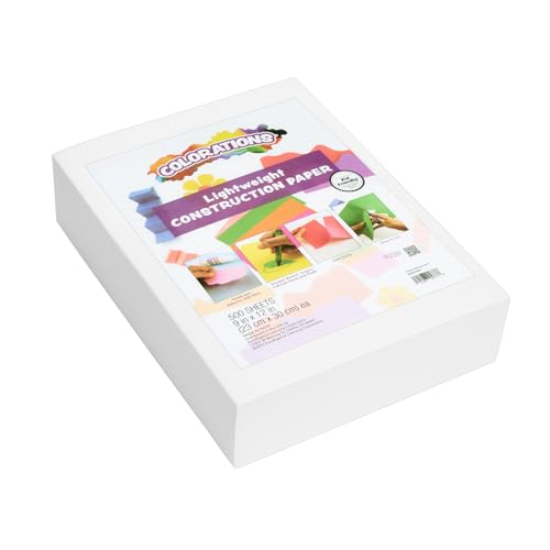 Colorations Lightweight Construction Paper - 500 Sheets - 9 in. x 12in. - White