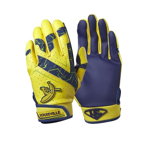 Louisville Slugger Savannah Bananas Youth Genuine V2 Batting Gloves - Yellow/Navy, Small