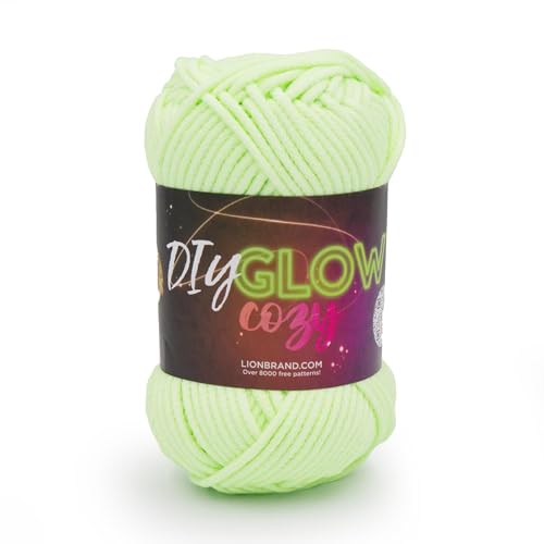 Lion Brand Yarn, DIY Glow Cozy, Glow in The Dark Yarn for Crocheting, Knitting & Crafts, Neon Green, 1 Pack