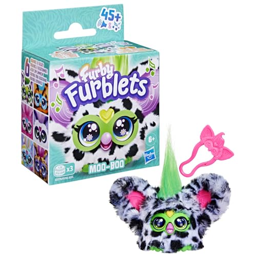 🔥 STARKER PREIS (-42%) Furby Hasbro Furblets Moo-Boo Kuh-Minispielzeug aus Plüsch, Weiß