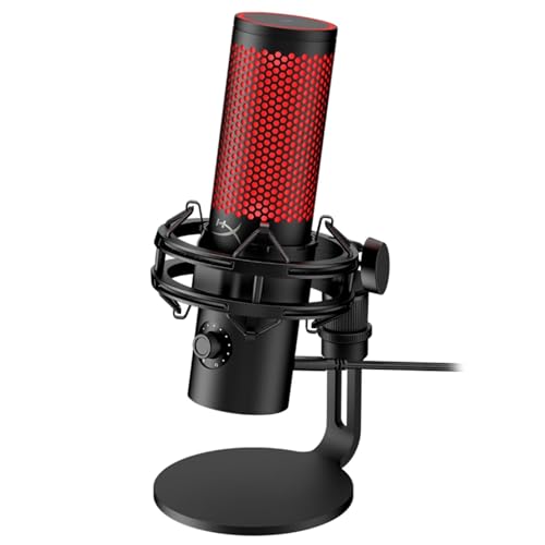 HyperX QuadCast 2, USB-Mikrofon für Gaming, Streaming und Podcasting, Tippen-zum-Stummschalten-Sensor, LED-Beleuchtung, 24-Bit/96-kHz-Aufnahmen, 4 Ric