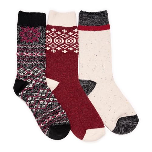 MUK LUKS Women's Boot Socks (3 Pair Pack), Black, OS
