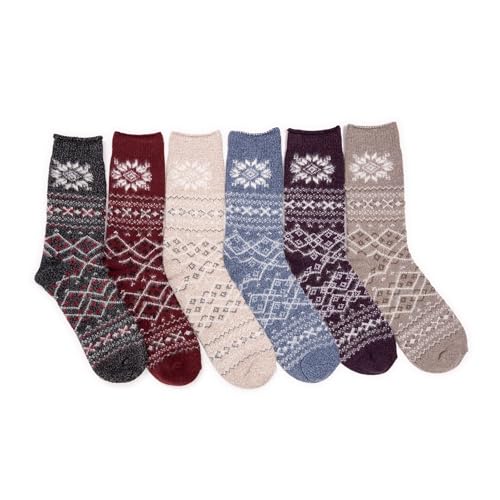 MUK LUKS Women's Microfiber Boot Socks (6 Pack), Multi, OS