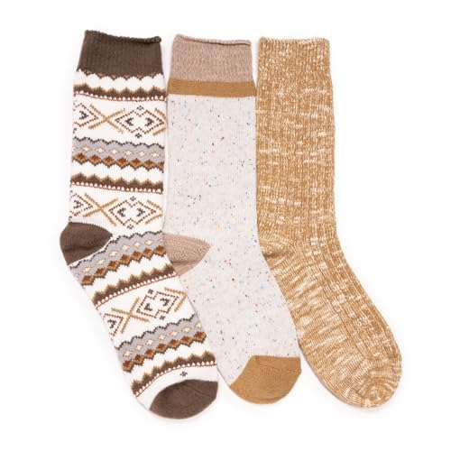 MUK LUKS Women's Boot Socks (3 Pair Pack), Brown, OS