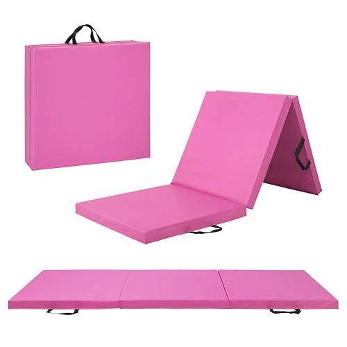 CAP Barbell Folding Exercise Mat – Durable, Anti-Tear, Thick Padding for Fitness, Aerobics, Gymnastics & Home Workouts. 72"L x 24"W x 2"Thick. PINK