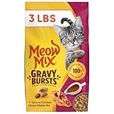 Meow Mix Gravy Bursts, Savory Chicken Flavor Mix, Gravy Filled Dry Cat Food, 3 lb. Bag