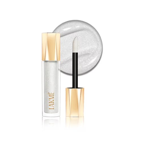 Lakme Glitterati Lip Glaze, for Plump and Shiny Lips, with Vegan Collagen and Crystal Technology, Non-Sticky Formula, Glitter Infused, Delicious Cocon