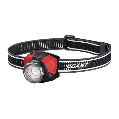 Coast® FL85R 1000 Lumen Tri-Color (White/Red/Green) Focusing Rechargeable LED Headlamp, Built-in Rechargeable Battery