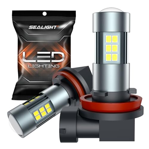 SEALIGHT H11 H8 H16 LED Fog Light Bulbs or DRL, Real 360° illumination Fog Bulbs, 6000K 400% Brightness Upgraded, H16 Front Fog Lamp,Non-polarity, Pack of 2, Plug&Play