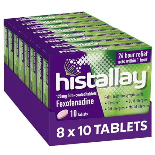 Histallay Hayfever & Allergy Relief Tablets, 80 Tablets, 120mg Fexofenadine, Antihistamine, 24hr Relief Acts Within 1hr, Relieves Hayfever, Pet, Dust and Mould Allergies (80 Day Supply)