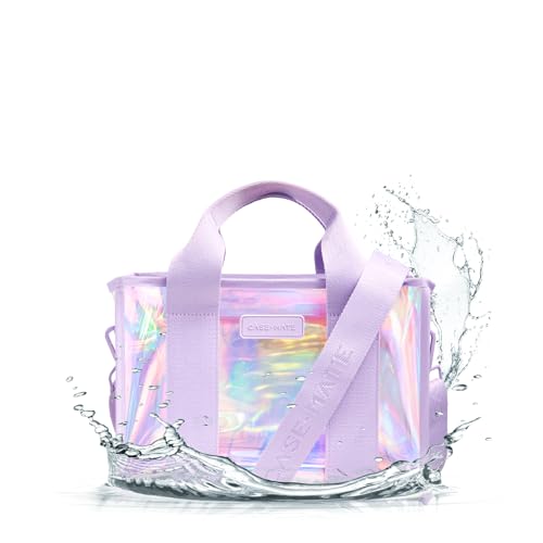 Case-Mate Soap Bubble Small Beach Tote - Iridescent Beach Bag with Crossbody Strap for Women - Waterproof, Tip-Proof, Foldable & Washable - Tote Bag for Pool, Travel and Vacation