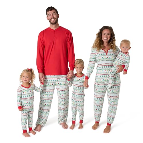 Gerber Baby Girls' Holiday Family Pajamas, Mint/Red, Large