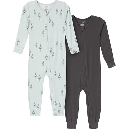 Modern Moments by Gerber Unisex Baby Viscose 2-Pack Footless Tight Fitting Pajamas, Light Sky Spaceship, 12 Months