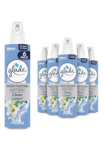 Glade Air Freshener Room Spray, Clean Linen Scent, Odor Fighting to Deliver Long Lasting Freshness, 8 Oz, 6 Count