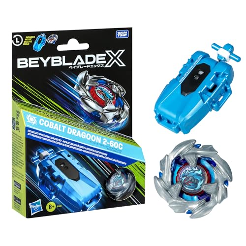 Beyblade X Cobalt Dragoon 2-60C Deluxe Left-Spin String Launcher Set with Attack Type Top Left-Spinning Top Toy; Great Gift for 8 Year Old Boys and Girls
